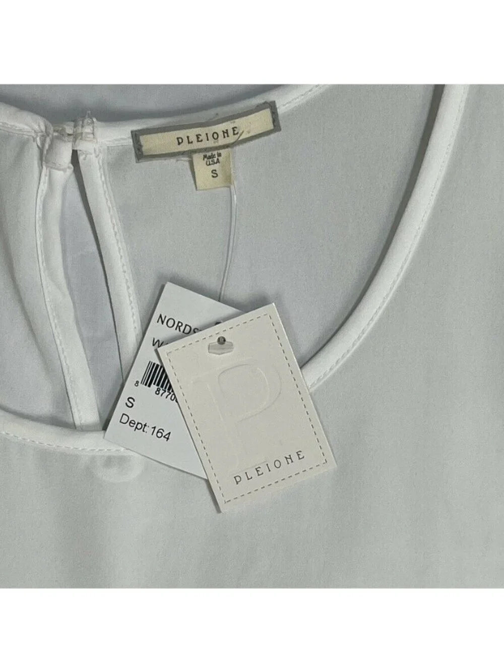 Pleione Womens White Sleeveless High-Low Blouse Small 100% Polyester Made In USA